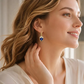 Elegant Rosebud C-Shaped Hoop Earrings