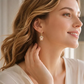 Elegant Rosebud C-Shaped Hoop Earrings