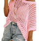 🥰Summer Hot Sale🌿Womens Casual Short Sleeve Hollow Out Pullover Knit Tops