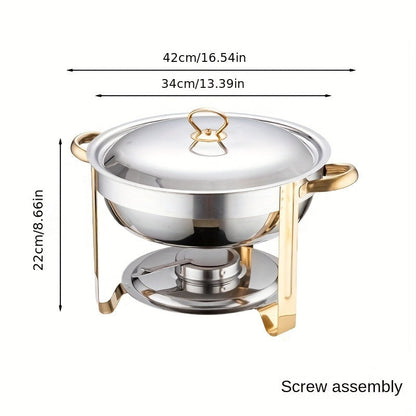 🍲 50% OFF NOW! 🍽️ Stainless Steel Chafing Dish Buffet Set – 5QT, Gold Finish & Fuel Can Rack ✨
