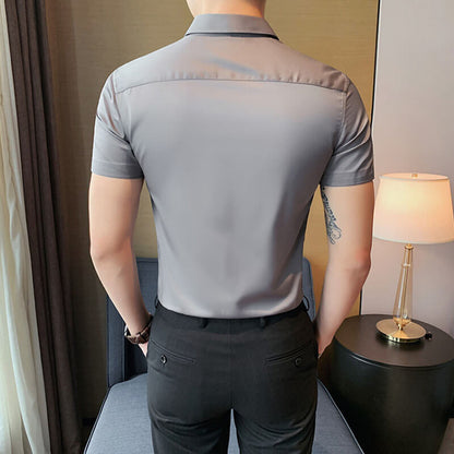 🖤 50% OFF NOW! ❄️ Men's Ice Silk High Elasticity Short Sleeve Shirt – Breathable, Moisture-Wicking & Anti-Bacterial 💪