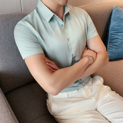 🖤 50% OFF NOW! ❄️ Men's Ice Silk High Elasticity Short Sleeve Shirt – Breathable, Moisture-Wicking & Anti-Bacterial 💪