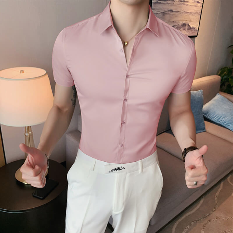 🖤 50% OFF NOW! ❄️ Men's Ice Silk High Elasticity Short Sleeve Shirt – Breathable, Moisture-Wicking & Anti-Bacterial 💪