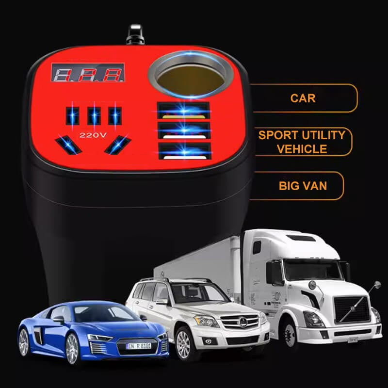 Car mounted cup type inverter converter QC charger 🔥50% Off  & ✈️Free Shipping✈️