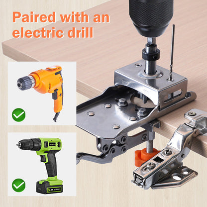 🔥50% OFF NOW🛠️35mm Hinge Drill Locator with Quick‑Clamp‑Precision Drilling Jig for Cabinet & Door Hinge Installation