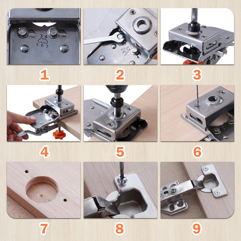 🔥50% OFF NOW🛠️35mm Hinge Drill Locator with Quick‑Clamp‑Precision Drilling Jig for Cabinet & Door Hinge Installation