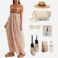 Women’s Casual Print Maxi Dress With Adjustable Slings