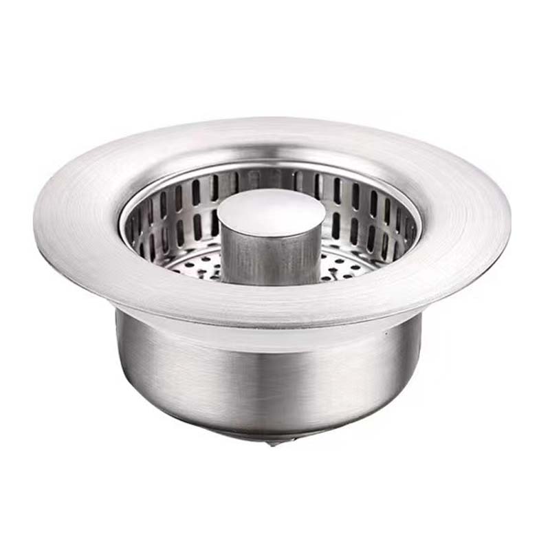 📢📢 50% OFF💧Push-Button Kitchen Sink Drain Stopper with Stainless Steel Body & ABS Food Scrap Filter Basket