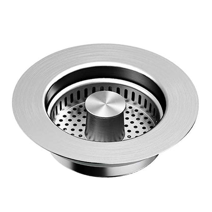 📢📢 50% OFF💧Push-Button Kitchen Sink Drain Stopper with Stainless Steel Body & ABS Food Scrap Filter Basket