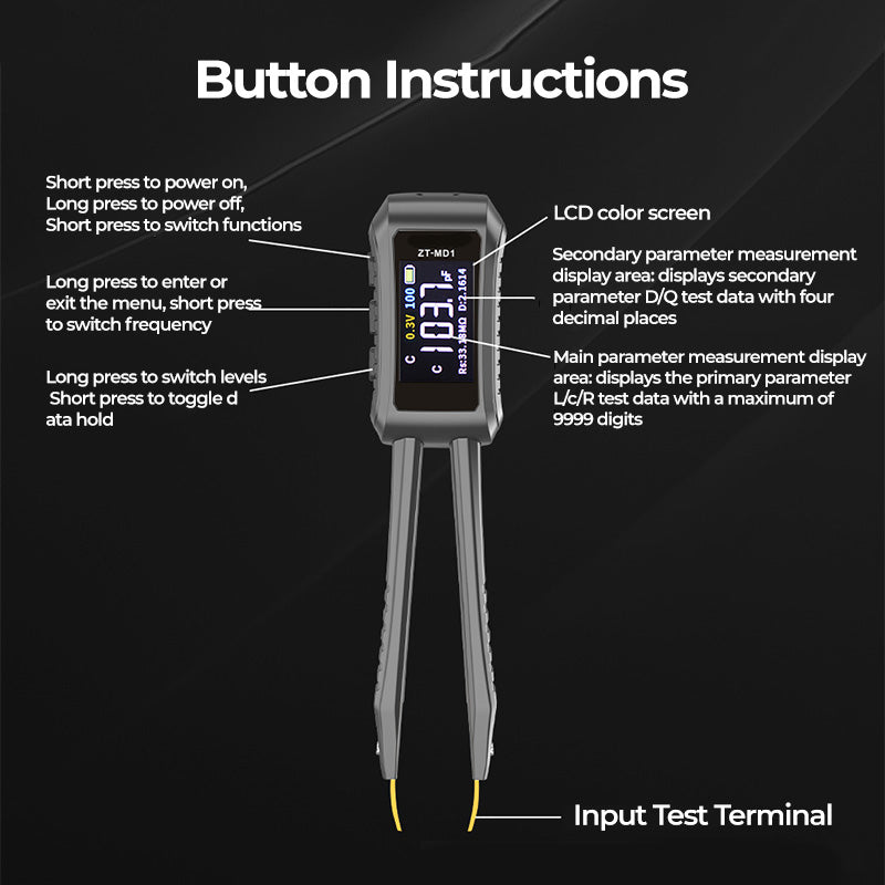 ZT-MD1 Mini Digital Tweezer LCR ESR Tester