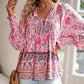 💖Last day sale. 50% off💖Feminine fashion printed V-neck long sleeve shirt