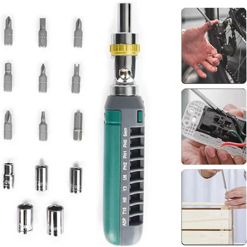 14-in-1 Multi-function Multi-angle Ratchet Screwdriver Set
