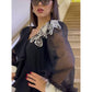 🌸Time-limited special offer💐 V-Neck Three-Quarter Sleeve Dress with 3D Floral Embellishments
