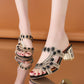 💕Limited-time 50% sale⏳Women's Rhinestone Lightweight One-Line Chunky Heel Slippers