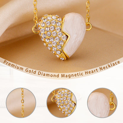 ✨ New Couple Necklace 2025 📿💖Premium Gold Diamond Magnetic Heart Necklace