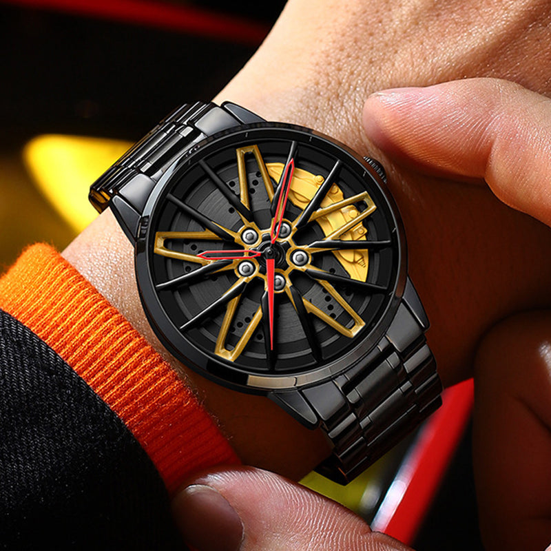 ⏳Time-limited Special⌛Men's 3D Rotating Skeleton Car Wheel Wrist Watch