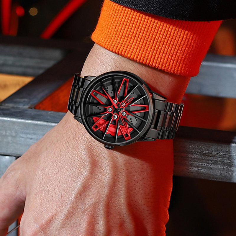 ⏳Time-limited Special⌛Men's 3D Rotating Skeleton Car Wheel Wrist Watch
