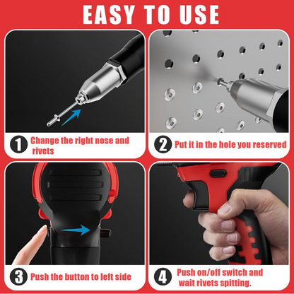 🔥HOT SALE🔥Portable Handheld 21V Brushless Rivet Machine with Aluminum Rivets & Storage Box