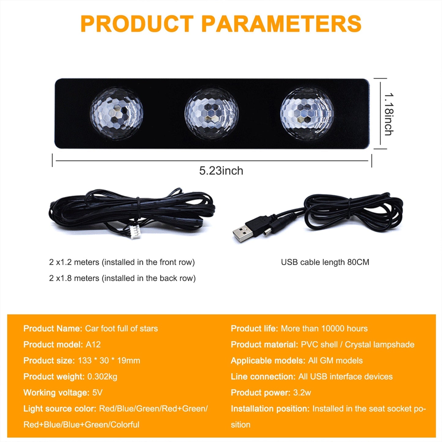 🚗Car Interior USB Star Light 4 PCS(7 Color Voice Control with Remote Control)