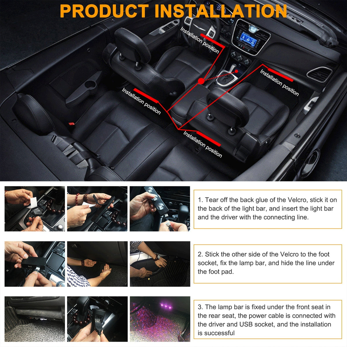 🚗Car Interior USB Star Light 4 PCS(7 Color Voice Control with Remote Control)
