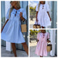 🌴Summer Specials🎀Women’s Trendy Solid Color Bow Tie Front Puff Sleeve Dress