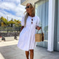 🌴Summer Specials🎀Women’s Trendy Solid Color Bow Tie Front Puff Sleeve Dress