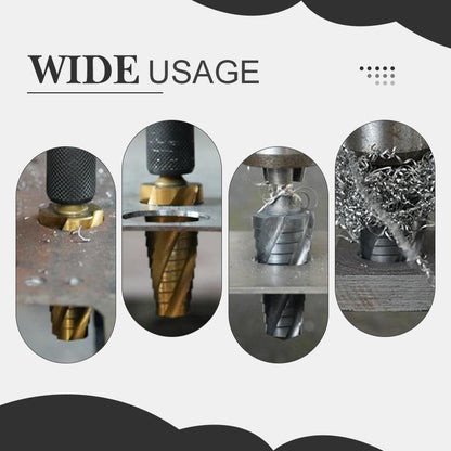 ✨High Hardness Spiral Flute Step Drill Bit Set