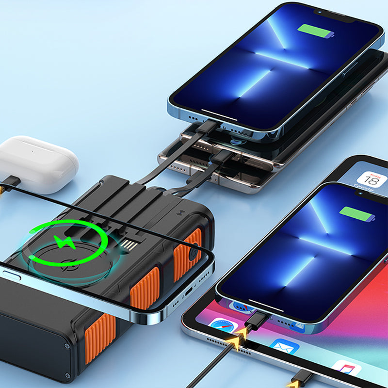 ⚡⚡Portable Solar Power Bank with Built-In Cables