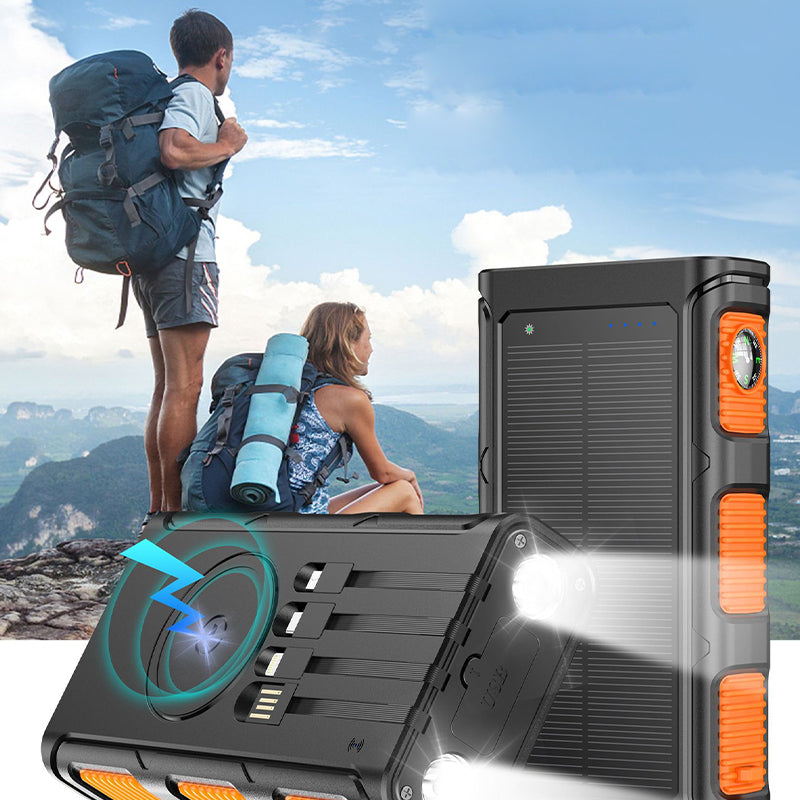 ⚡⚡Portable Solar Power Bank with Built-In Cables