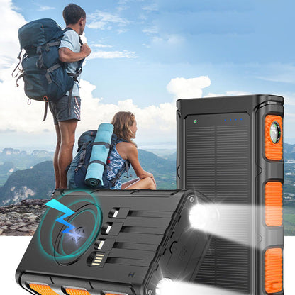 ⚡⚡Portable Solar Power Bank with Built-In Cables