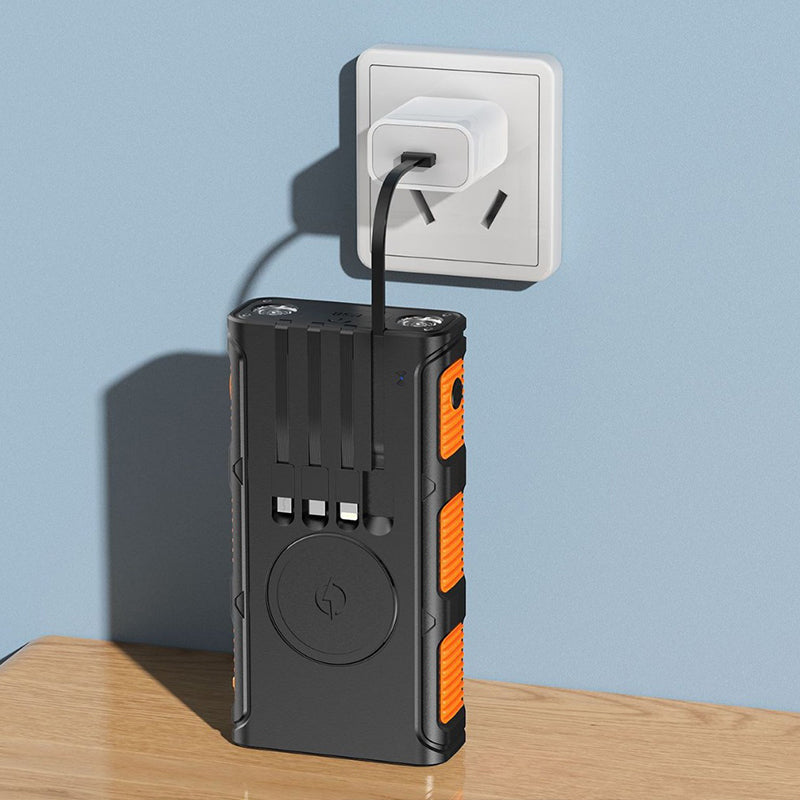 ⚡⚡Portable Solar Power Bank with Built-In Cables