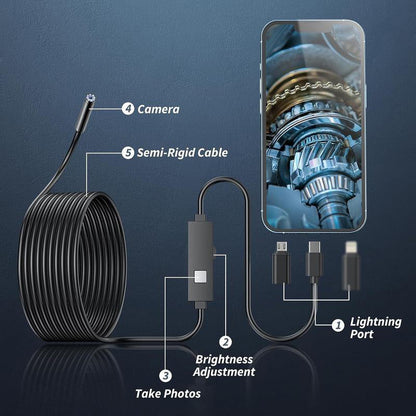 📱🔍 50% OFF! Waterproof HD Endoscope Camera – 200W HD, 8mm probe. Type-C/Micro/Lightning – plug & play with 99% phones. Ideal for tight spaces! 🔌✨