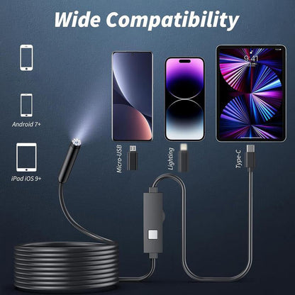 📱🔍 50% OFF! Waterproof HD Endoscope Camera – 200W HD, 8mm probe. Type-C/Micro/Lightning – plug & play with 99% phones. Ideal for tight spaces! 🔌✨