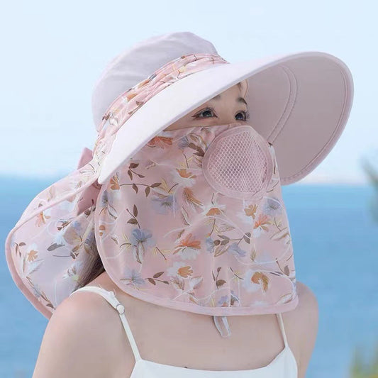 🎉Summer Hot Sale🎉Wide Brim Sun Hat with Face Mask