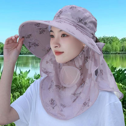 🎉Summer Hot Sale🎉Wide Brim Sun Hat with Face Mask