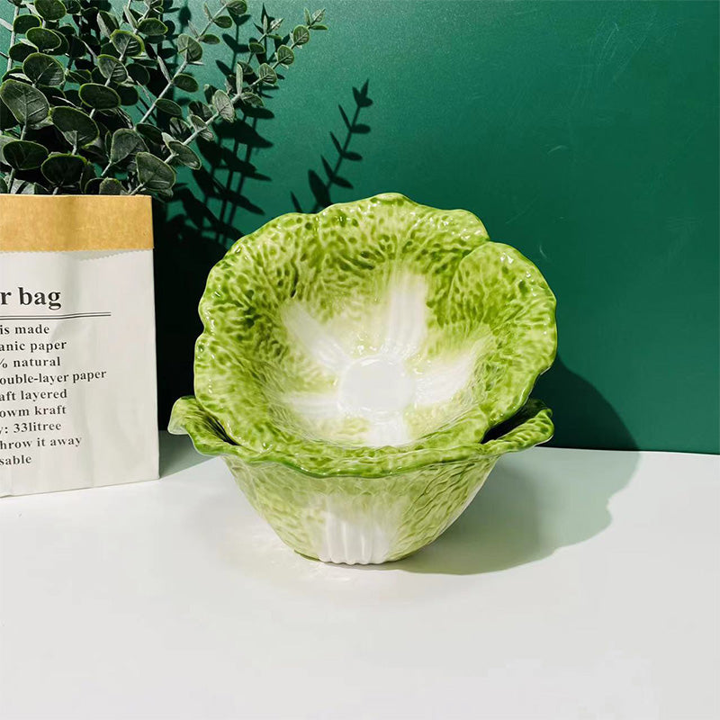 🥬 Cabbage Ceramic Art Dinner Plates✨