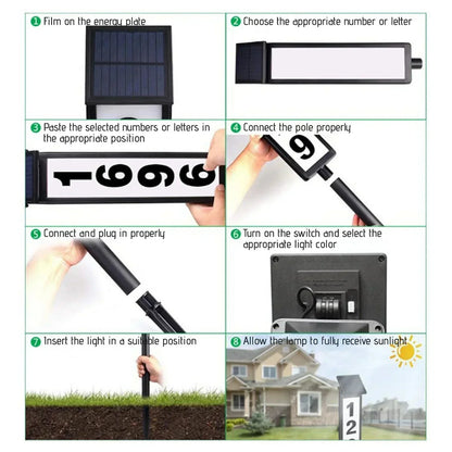 ✨Last Day 49% OFF - Solar Address LED Sign Lighted House Number Plate with 3 sets of numbers (0-9)and 1 set of letters (A-F)