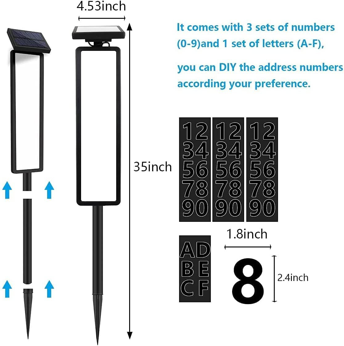 ✨Last Day 49% OFF - Solar Address LED Sign Lighted House Number Plate with 3 sets of numbers (0-9)and 1 set of letters (A-F)