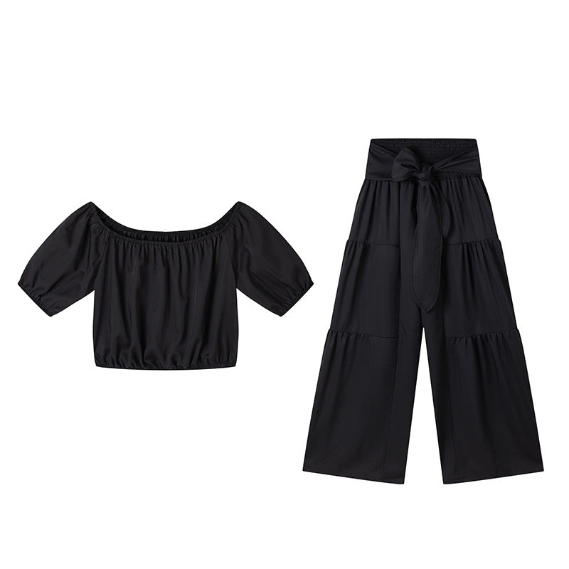 💎 50% OFF THE OFF-SHOULDER PUFF SLEEVE SET! 💎 High-Waisted Pants, Romantic Flare & Stretch Fabric ✨
