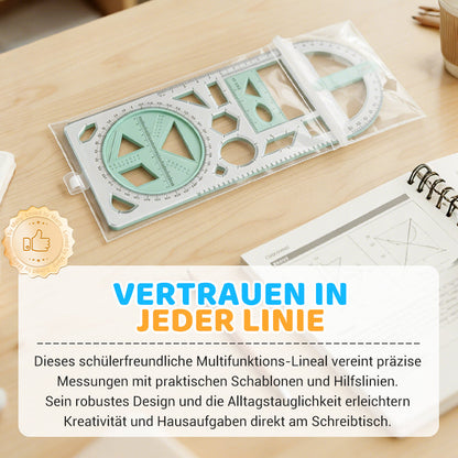 Multifunctional geometry drawing ruler