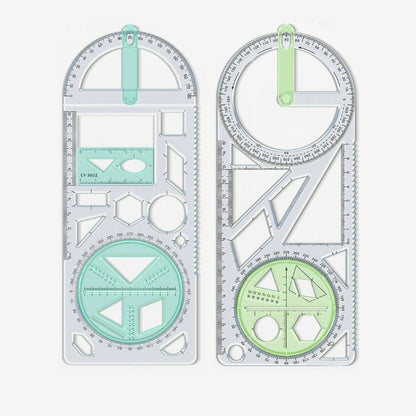 Multifunctional geometry drawing ruler