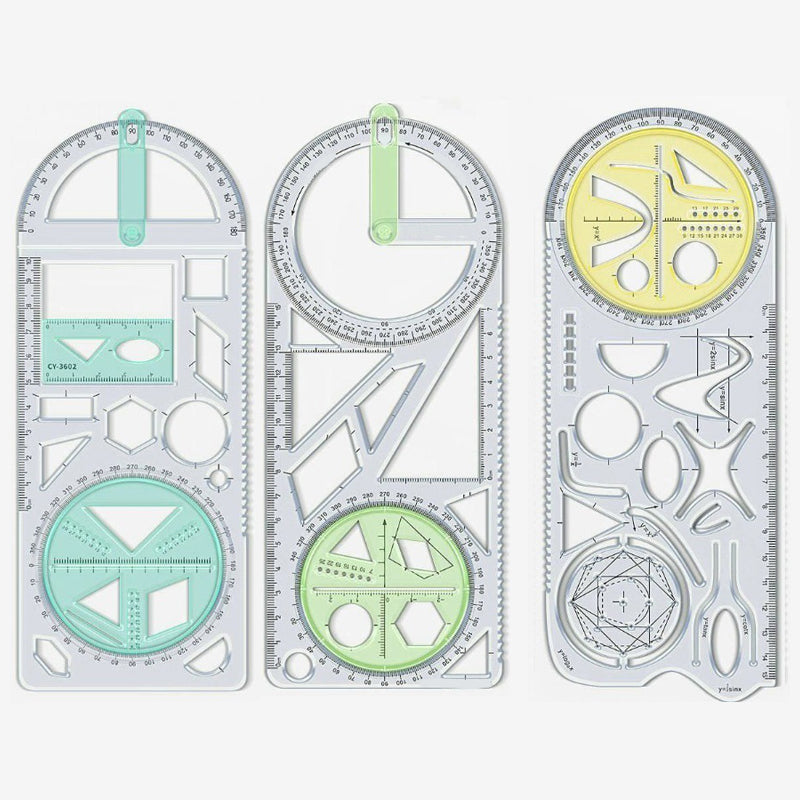 Multifunctional geometry drawing ruler