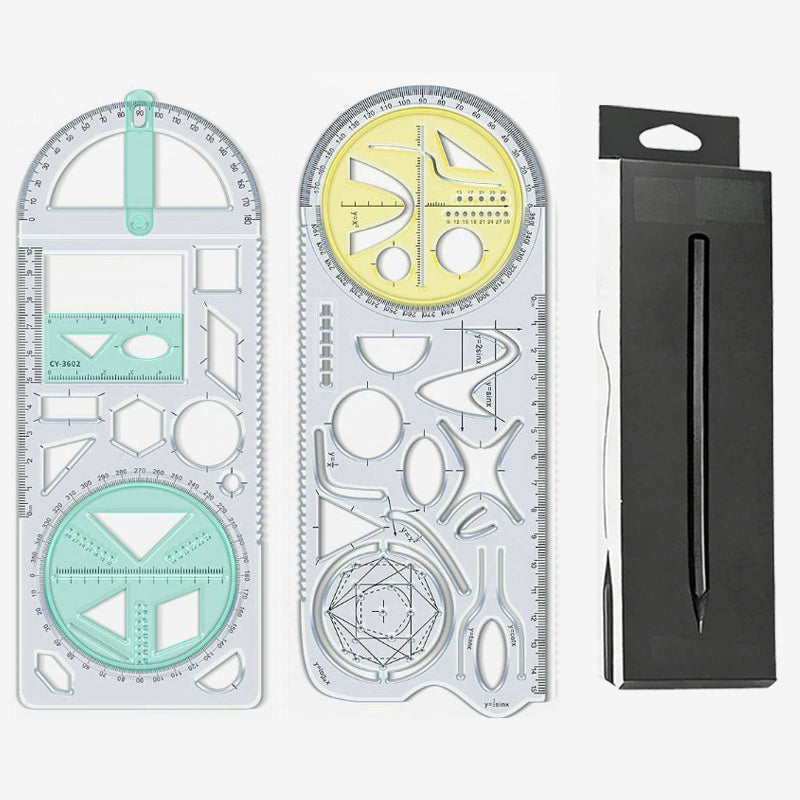 Multifunctional geometry drawing ruler