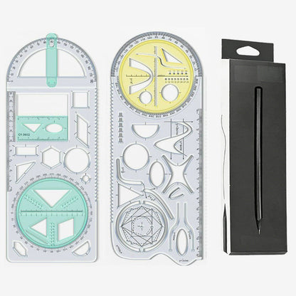Multifunctional geometry drawing ruler