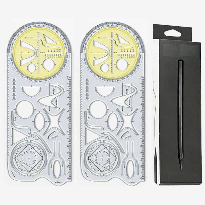 Multifunctional geometry drawing ruler