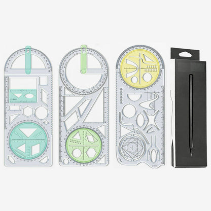 Multifunctional geometry drawing ruler