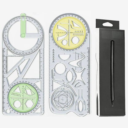 Multifunctional geometry drawing ruler