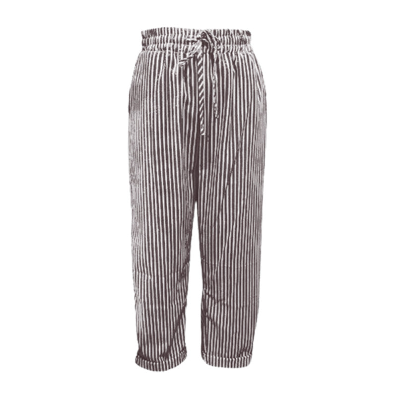 👖 LIMITED-TIME 50% OFF! 💥 Striped Linen Cotton Trousers for Women – Elastic Waist, Wide Leg, Breathable ✨