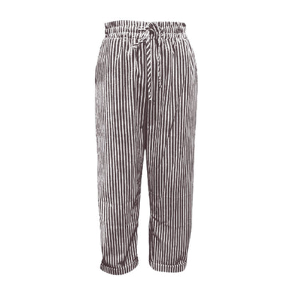 👖 LIMITED-TIME 50% OFF! 💥 Striped Linen Cotton Trousers for Women – Elastic Waist, Wide Leg, Breathable ✨