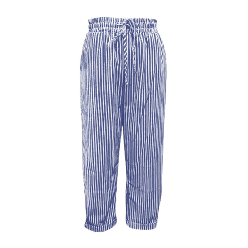 👖 LIMITED-TIME 50% OFF! 💥 Striped Linen Cotton Trousers for Women – Elastic Waist, Wide Leg, Breathable ✨
